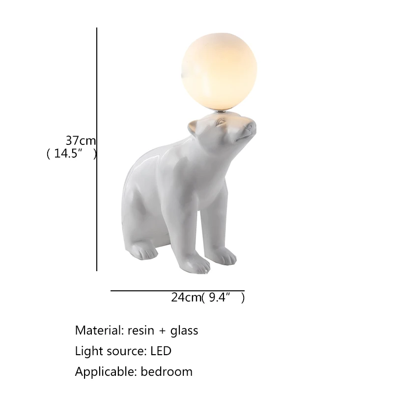 DEBBY-lámpara de mesa nórdica, luz de escritorio de cristal de resina creativa moderna, LED novedosa, forma de oso Polar, decoración para el hogar, dormitorio de niños