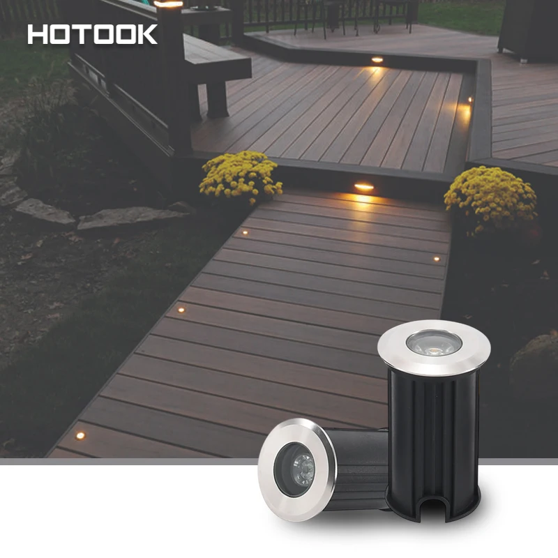 HOTOOK Mini Waterproof Inground Light DC 12V 24V 1w 3w 304SS LED Spotlight  Landscape Indoor Outdoor Recessed Underwater Light