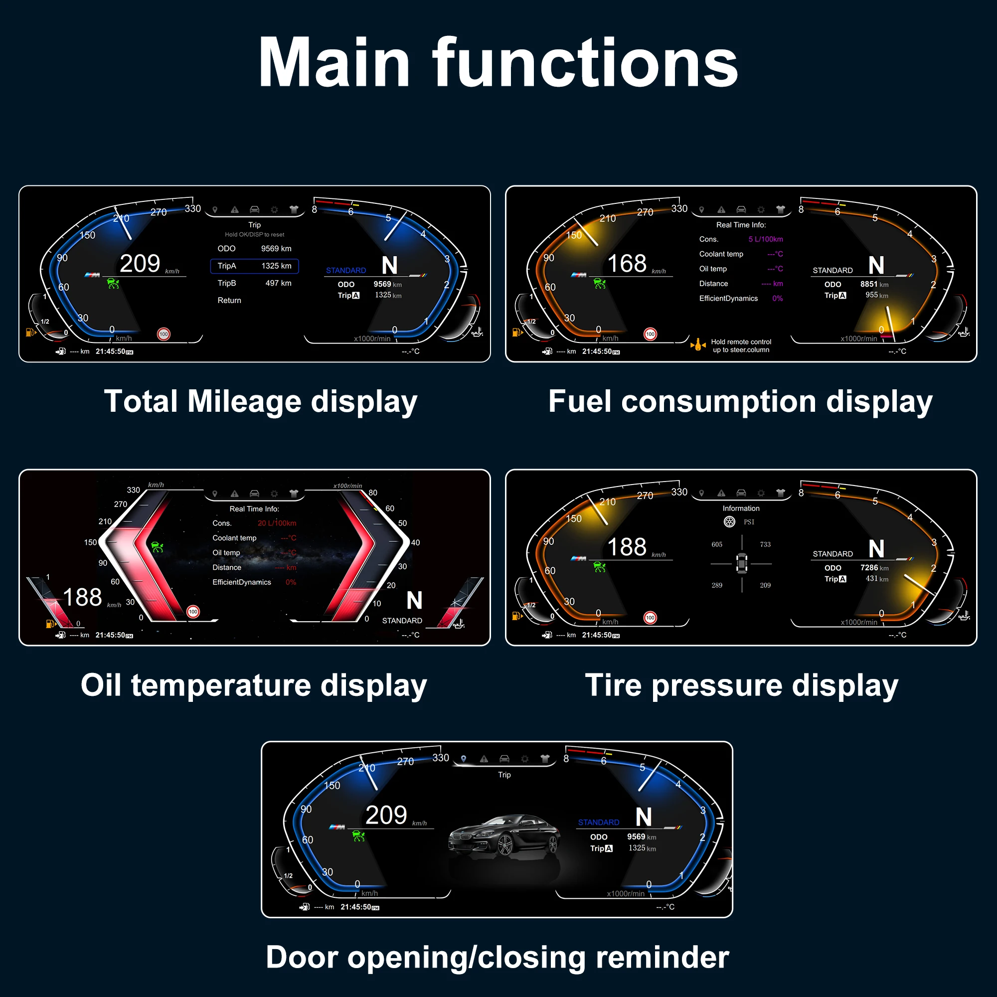 Digital Instrument Cluster Digital LCD Dashboard Speedometer For BMW F20 F52 2013-2024 Linux System Original Car Data Display Full Screen