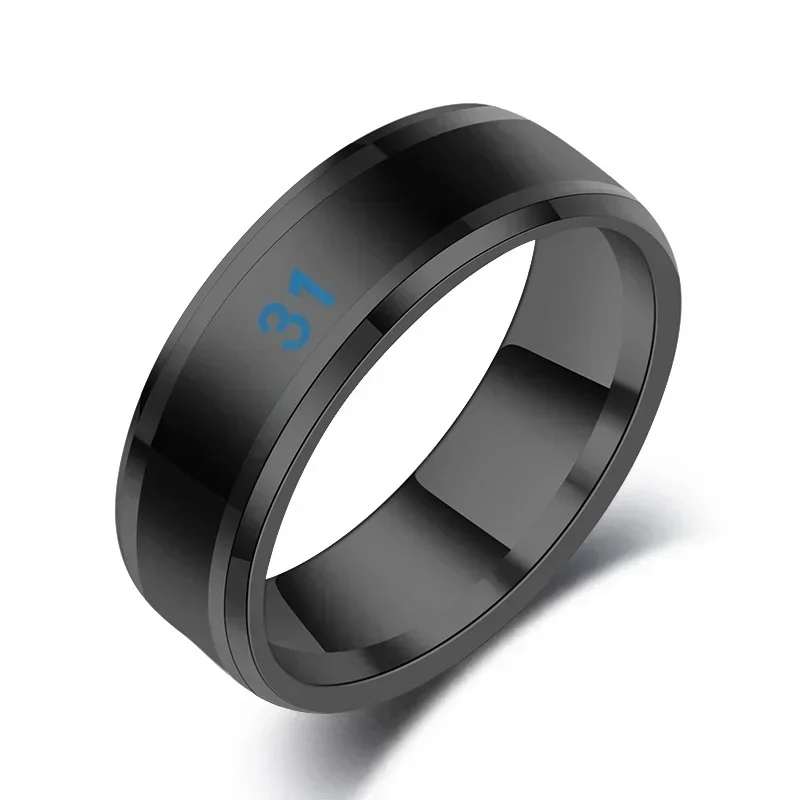 Fashionable stainless steel smart temperature-sensitive color-changing ring jewelry gift for men and women couples