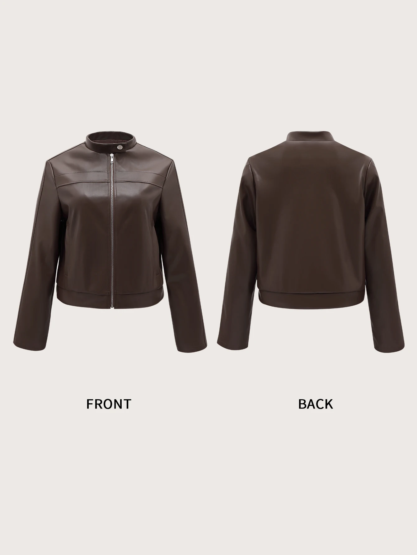 Veste en similicuir PU pour femme, manteau de motard classique, coupe couvertes, fermeture éclair basique, printemps, automne