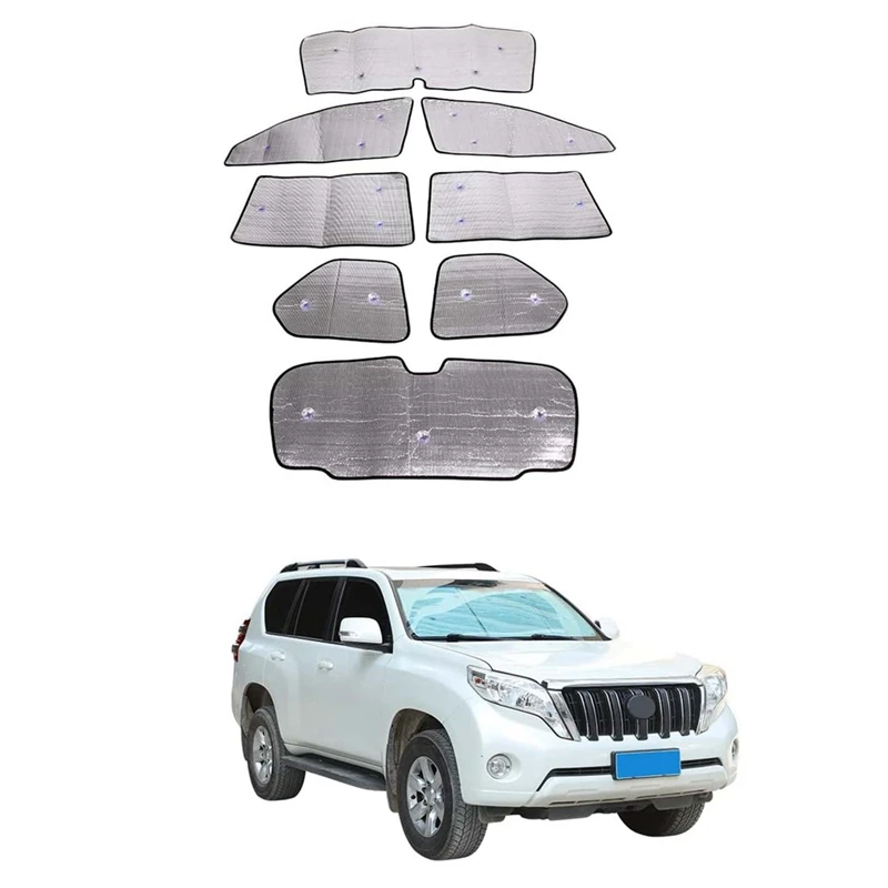 8PCS Car Window Windshield Sunshade Front UV Protect Reflector Sun Visor Accessories For Toyota Land Cruiser Prado