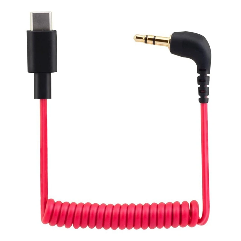 Kabel USB C do 3,5 mm do RODE Wireless Go II, zwinięty kątowy TRS męski adapter DAC AUX przewód audio