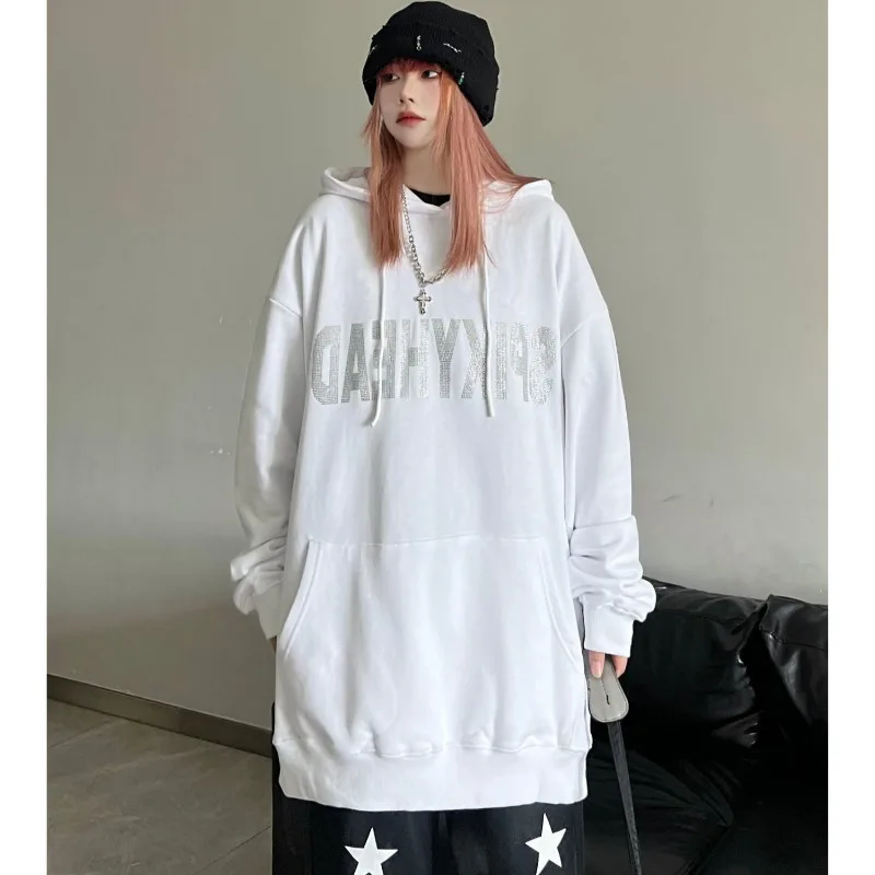 

Kpop Streetwear Letter Print Hoodie Women Gothic Dark Oversize Black Sweatshirt American Hippie Long Sleeve Top Female
