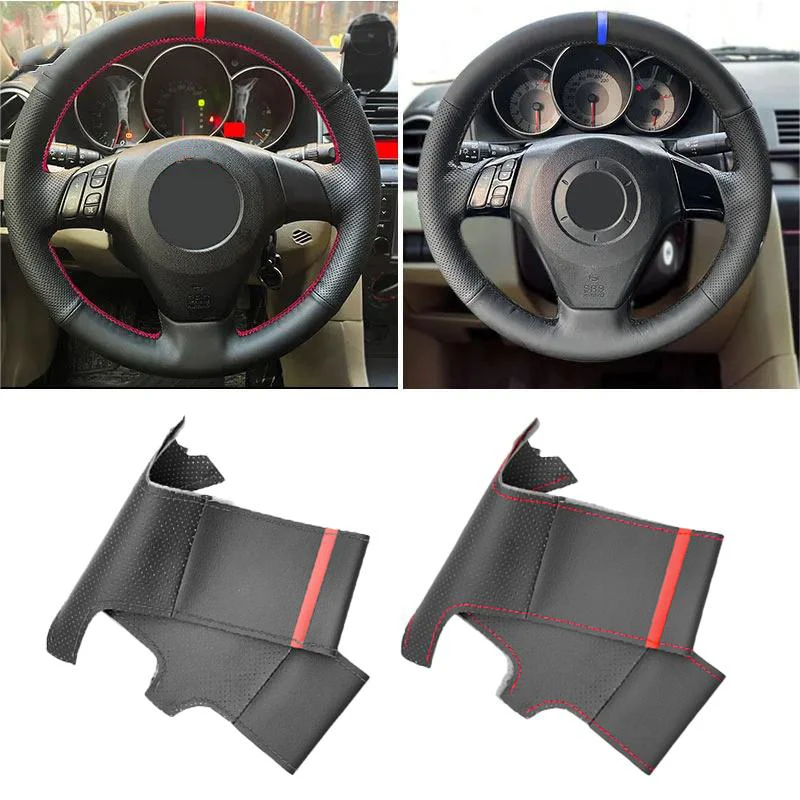 For Old Mazda 3 Axela Mazda5 Mazda6 Atenza  2004-2008 Pentium B70 MPV Car Interior Steering Wheel Cover Perforated Leather Trim