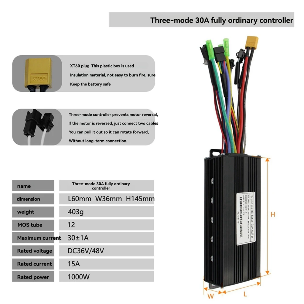 Efficientt-24V 36V 48V 30A Brushless Controller GD02 Meter LCD Display+130X Throttle Kit For Electric Scooter E-Bike Repair Kit