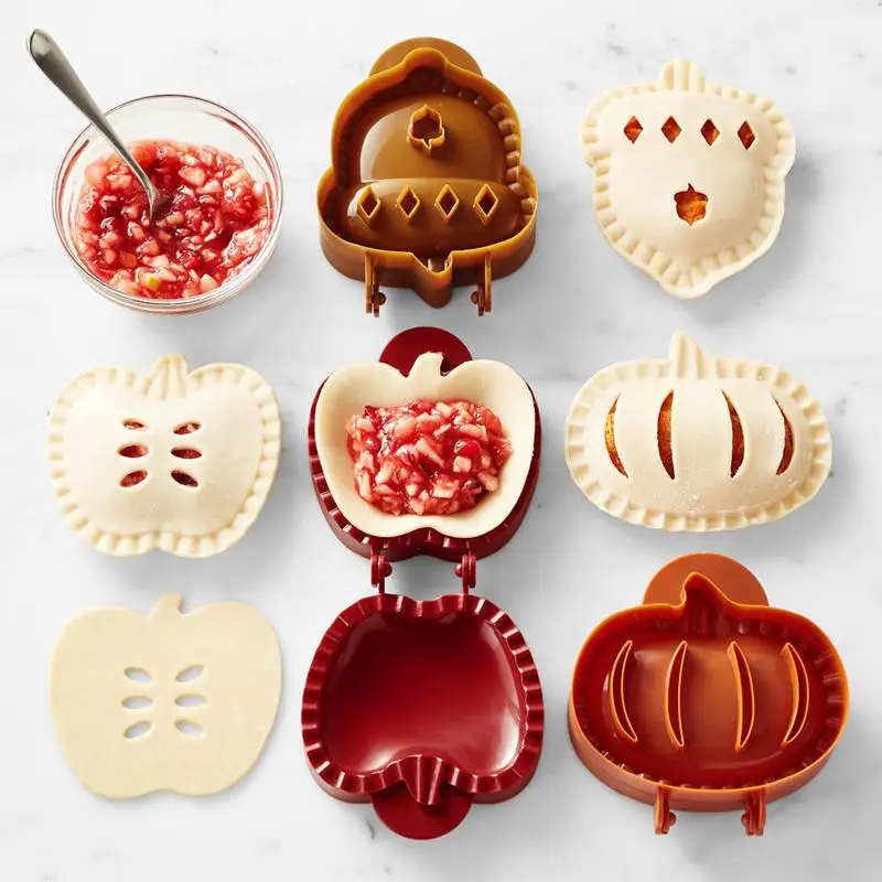 Juego de moldes para tarta de mano de otoño, Mini molde para tarta, herramientas de molde para prensa de masa, moldes para tarta para hornear Navidad y Halloween, calabazas, manzanas y bellota