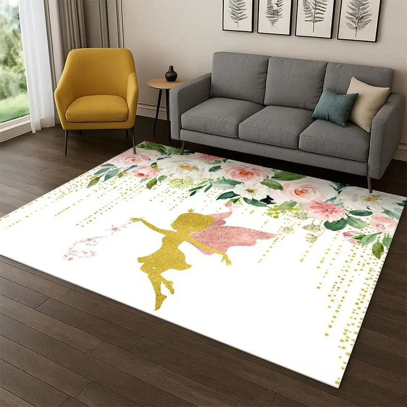 Cartoon Ballet Cute Girl Ballerina Carpet Rug for Bedroom Living Room Sofa Playroom Doormat Home Decor,Kid Area Rug Non-slip