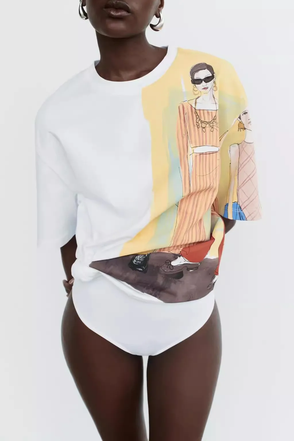 

Loose ort Sve round Ne Girl T-irt Summer New Arrival Casual Sle Printed Pattern Women's Faion 6525250