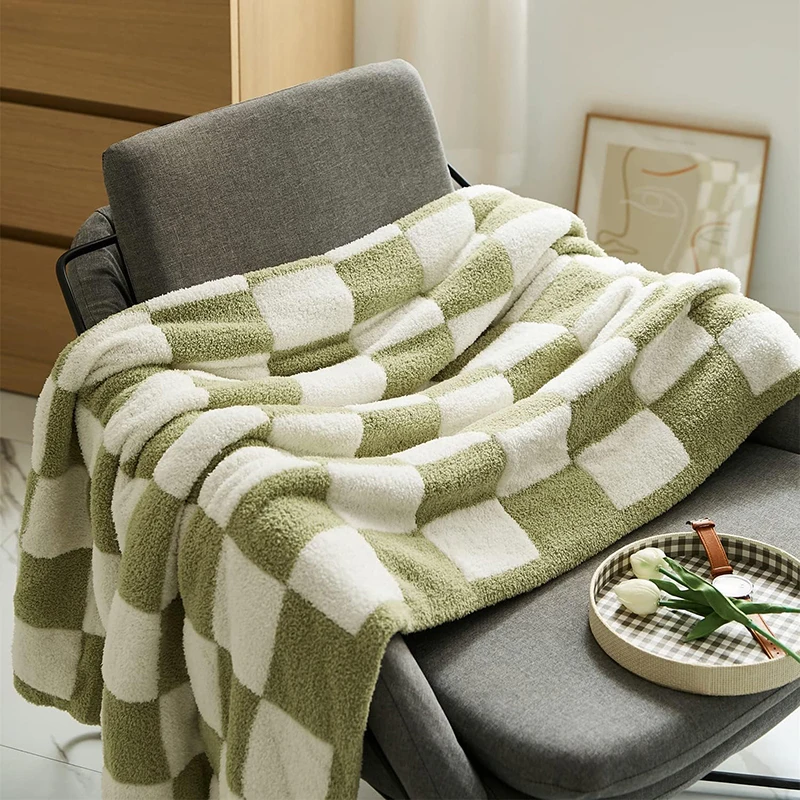 Sofa Covering Blanket Scandinavian Style Blanket Knitted Blanket Air Conditioning Small Blanket Checkerboard Plaid