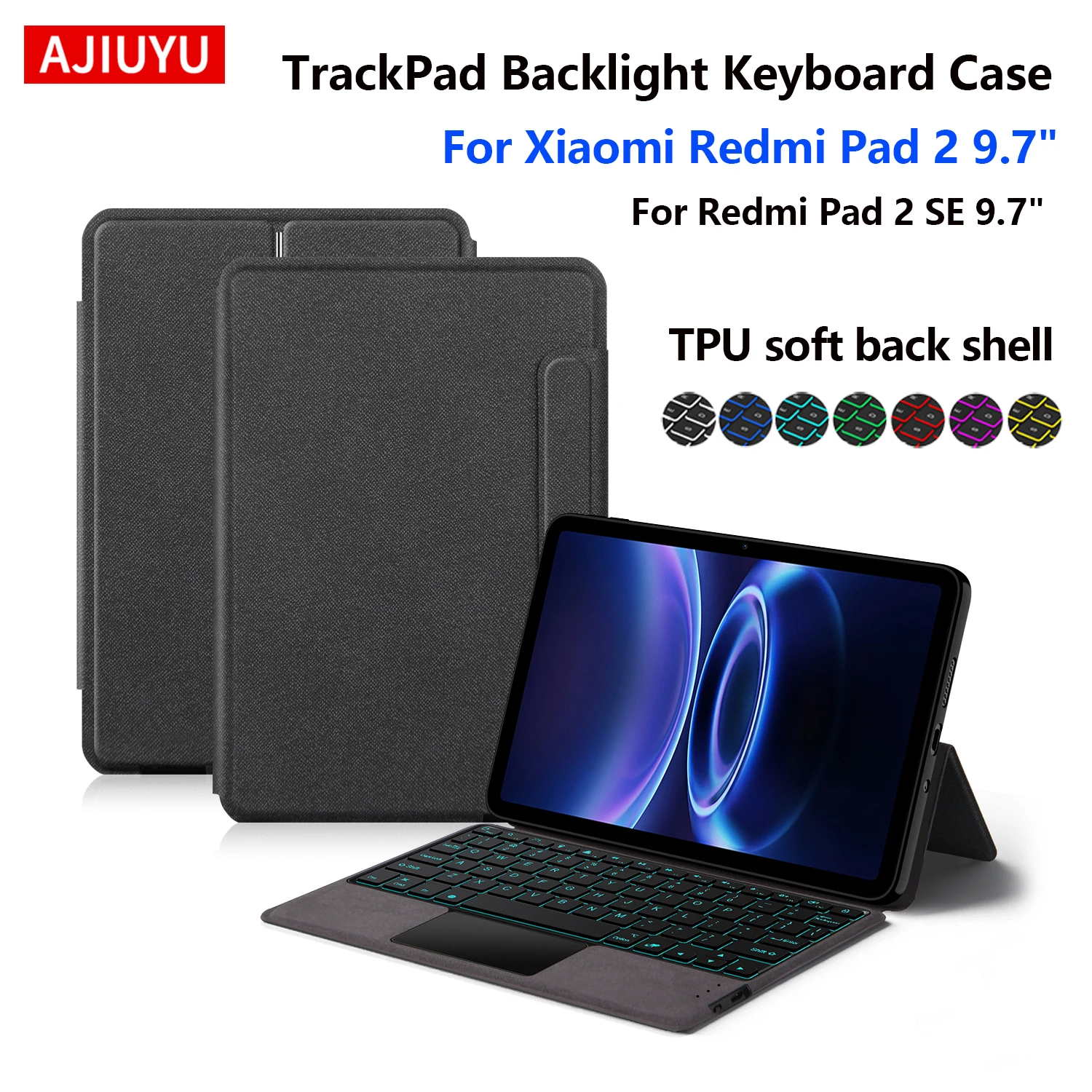 

Backlight Keyboard Case For Xiaomi Redmi Pad 2 9.7" 2026 RedMi Pad 2 SE 9.7 Inch Tablet Keyboard Protective Cover With TrackPad