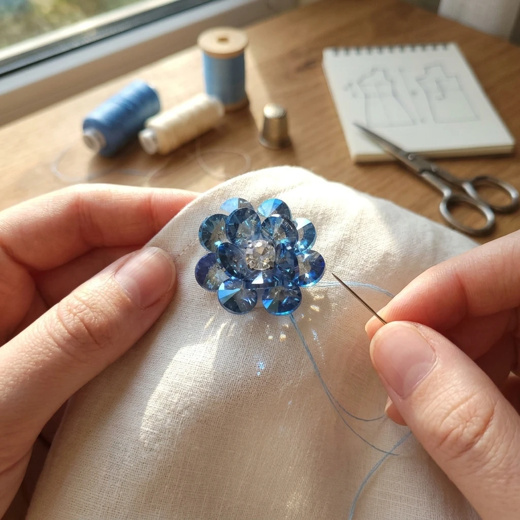 Double Layer Crystal Glass Flower DIY Accessory Transparent Craft Decoration For Hairpins Earrings Shoes