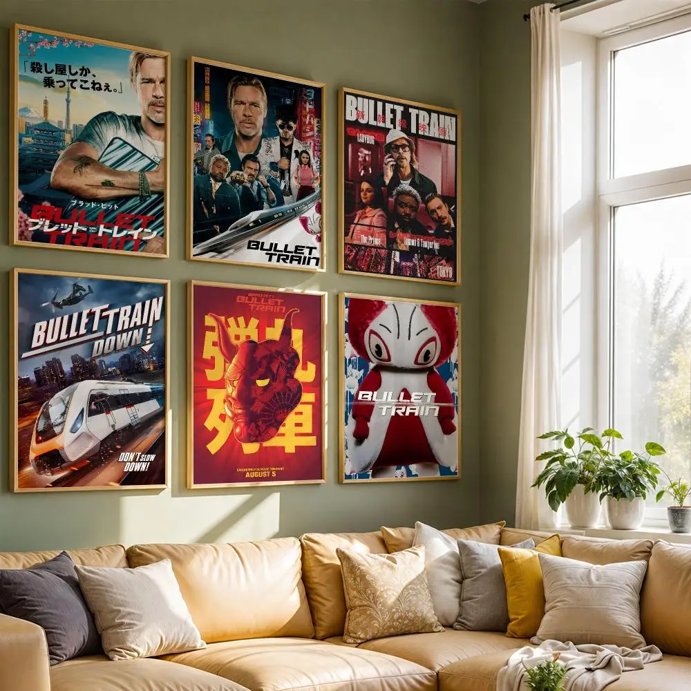 Bullet Train Action Film Poster HD Self Adhesive Waterproof Wall Art Ideal for Home Office Dorm Bedroom Great Gift
