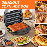Electric Hot Dog Maker Crispy Corn Hotdog Waffle Maker Sausage Machine Breakfast Pan Baking Grill Kitchen Appliances 800W 4
