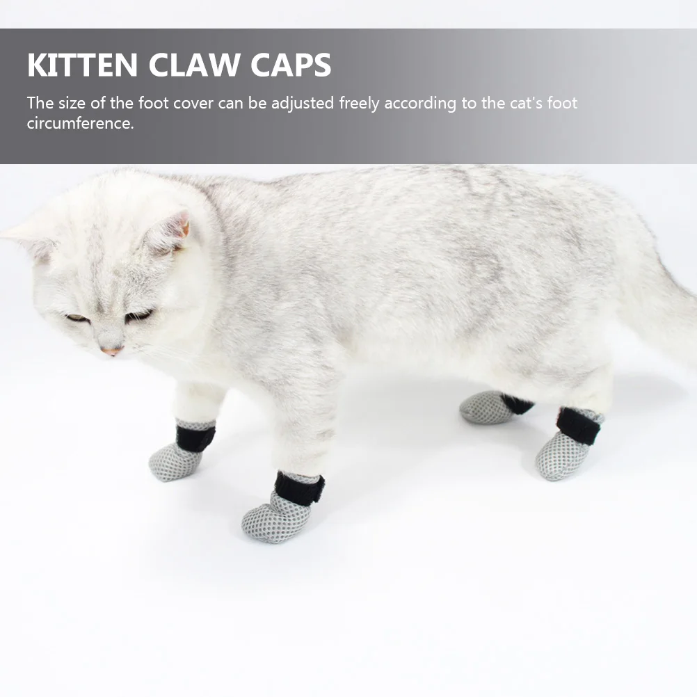 

4 Pcs Cat Shoes for Cats Washable Boots Mesh Feet Covers Anti-scratch Caps Claw