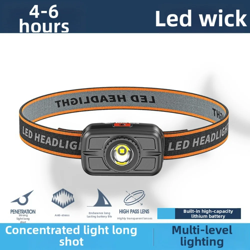 USB Rechargeable LED Sensor Headlight With 4 Modes Work Light Ultra Lightweight Headlamp For Outdoor Fishing Camping Lantern