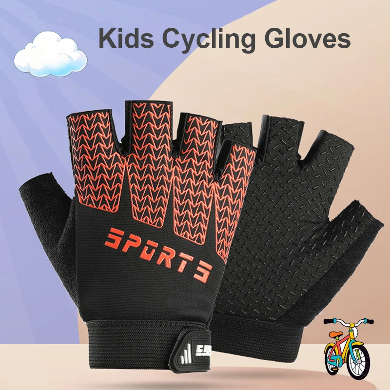 Kinder-Fahrradhandschuhe, Sommer, fingerlos, für Sport, Jungen und Mädchen, atmungsaktiv, für Roller, Kinder, rutschfest, für Training, Wandern, für Jugendliche im Alter von 4–8 Jahren