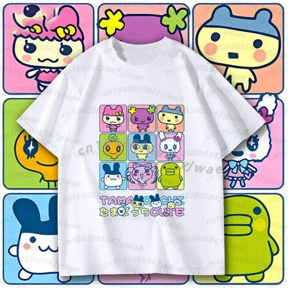 Męska koszulka na lato 2026 Japonia Tamagotchi T-shirt Męska Damska Koszulka Topy Graficzne Damskie Kawaii Kreskówka Męskie Koszulki dla dorosłych