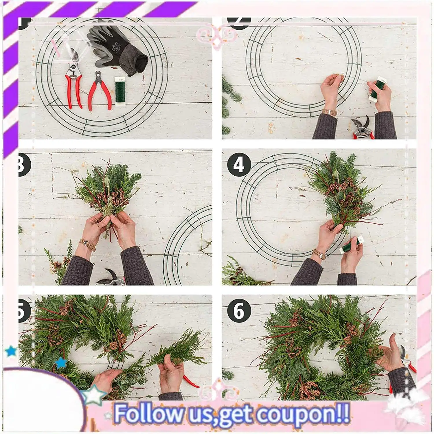 

Y74A-14 дюймов проволочная рамка для венка, металлическая круглая форма для изготовления венка, кольца зеленого цвета для рождественской вечеринки, украшения дома, упаковка из 2 шт.