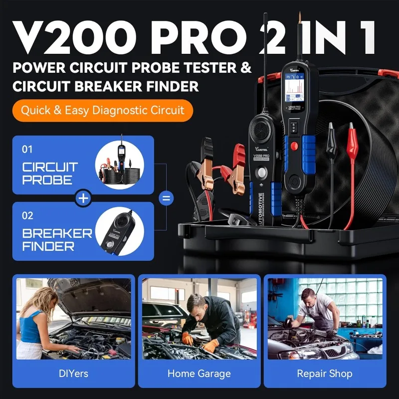 V200 Pro Automotive Power Circuit Probe Tester Breaker Finder Tool, 12/24V Electrical Open Short Circuit Finder, Wire
