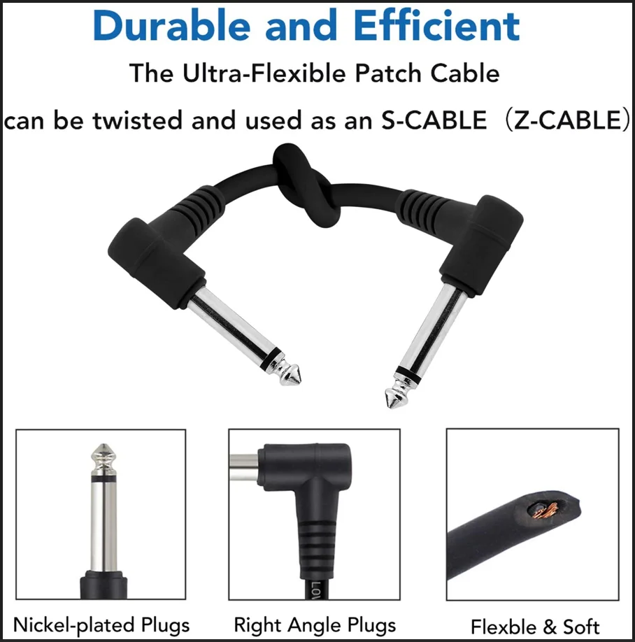 1 قطعة/6 قطعة 6 بوصة تأثير الغيتار دواسة كابل ربط خط 6.35 مللي متر 1/4 بوصة كابل الصوت 6 بوصة الزاوية اليمنى الحبل الأسلاك النحاسية