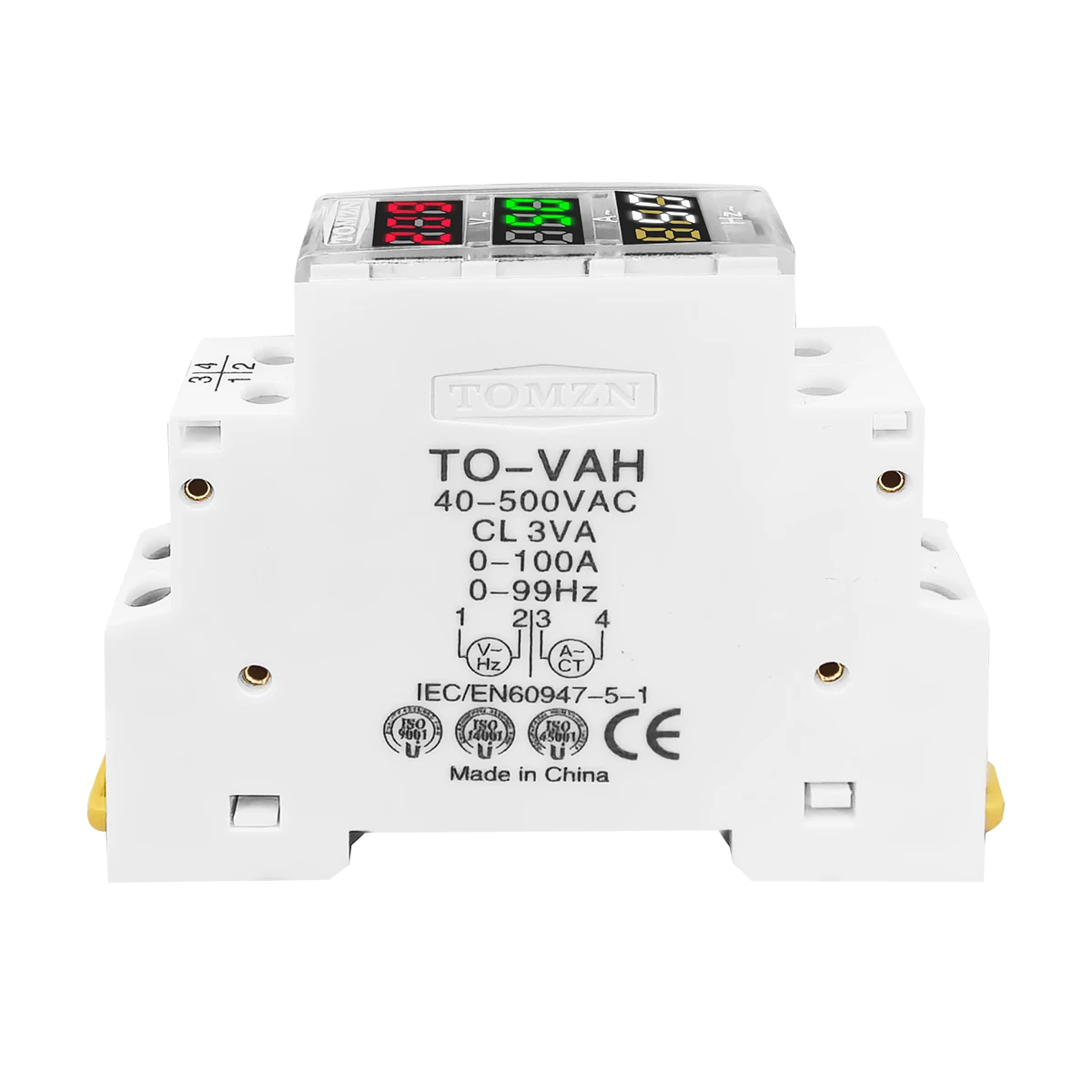 Imagem -05 - Tomzn-monofásico Ampere Tensão Freqüência Medidor Trilho Din 3in ac 0-99hz 100a Indicador Voltímetro Display Digital Led 110v 230v