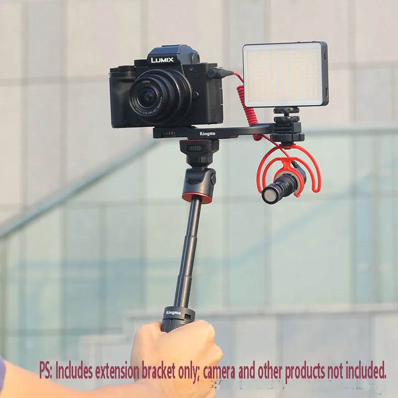 Gun Type Dual Hot Shoe Bracket Microphone Fill Light Vlog Extension Mobile Sports Camera Accessories External Mic Mount