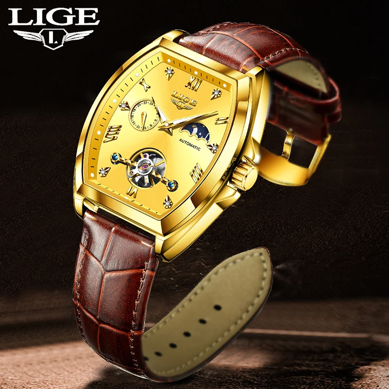 

LIGE 2025 Automatic Watches For Men Fashion Business Luxury Mens Watch Waterproof Luminous Tourbillon Wristwatches Reloj Hombre