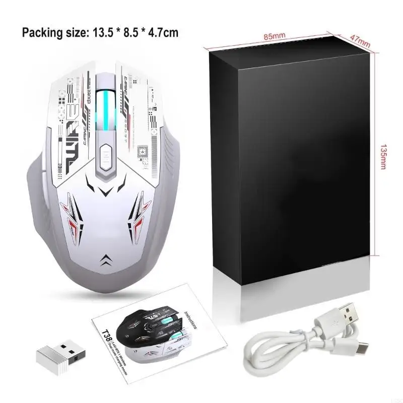 Mouse wireless ergonomico a doppia modalità con retroilluminazione a LED, compatibile con Bluetooth e 2,4 Ghz per giocatori professionisti