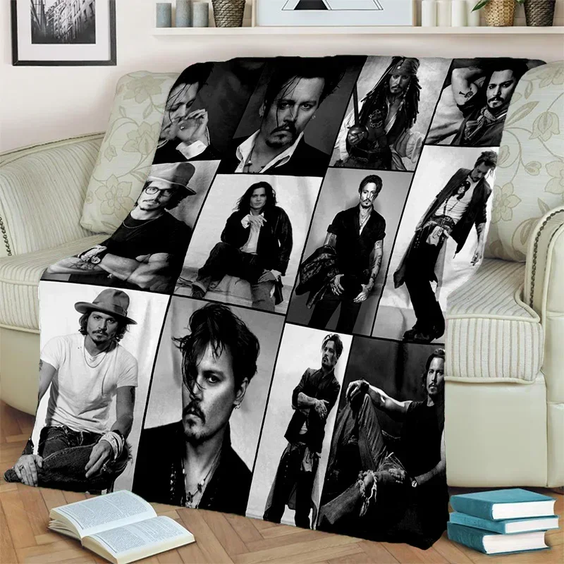 

Johnny Depp 3D Printing Series Blanket,Soft Throw Blanket for Home Bedroom Bed Sofa Picnic Travel Office Rest Cover Blanket Kids