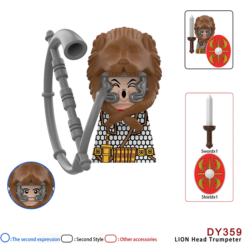 DY351 DY362 Medieval Time Knight Warrior Roman Soldier Infantry Helmet Figures MOC Building Blocks Accessories Toys For Children