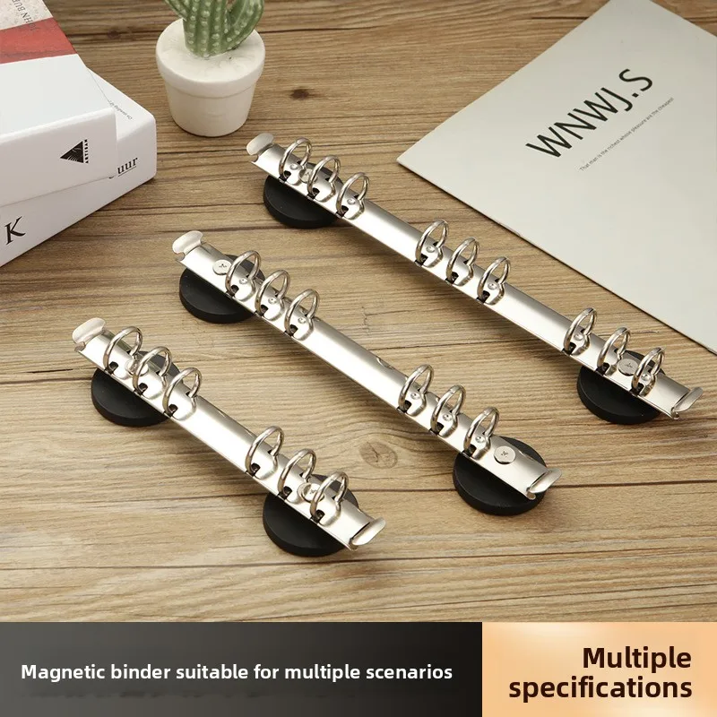 Magnetic Ring Binder Folder with Strong Magnetic Disc Base, Metal O Ring and D Ring Design, Removable Loose Leaf File Organizer