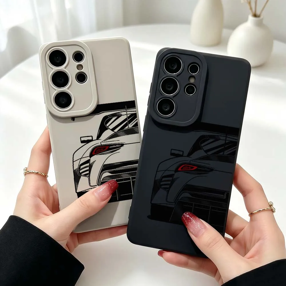 Art Racing Car Rear View Cover Silicone Case For Samsung Galaxy S26 S25 S24 S23 S22 S21 Ultra Plus FE Soft Phone Case
