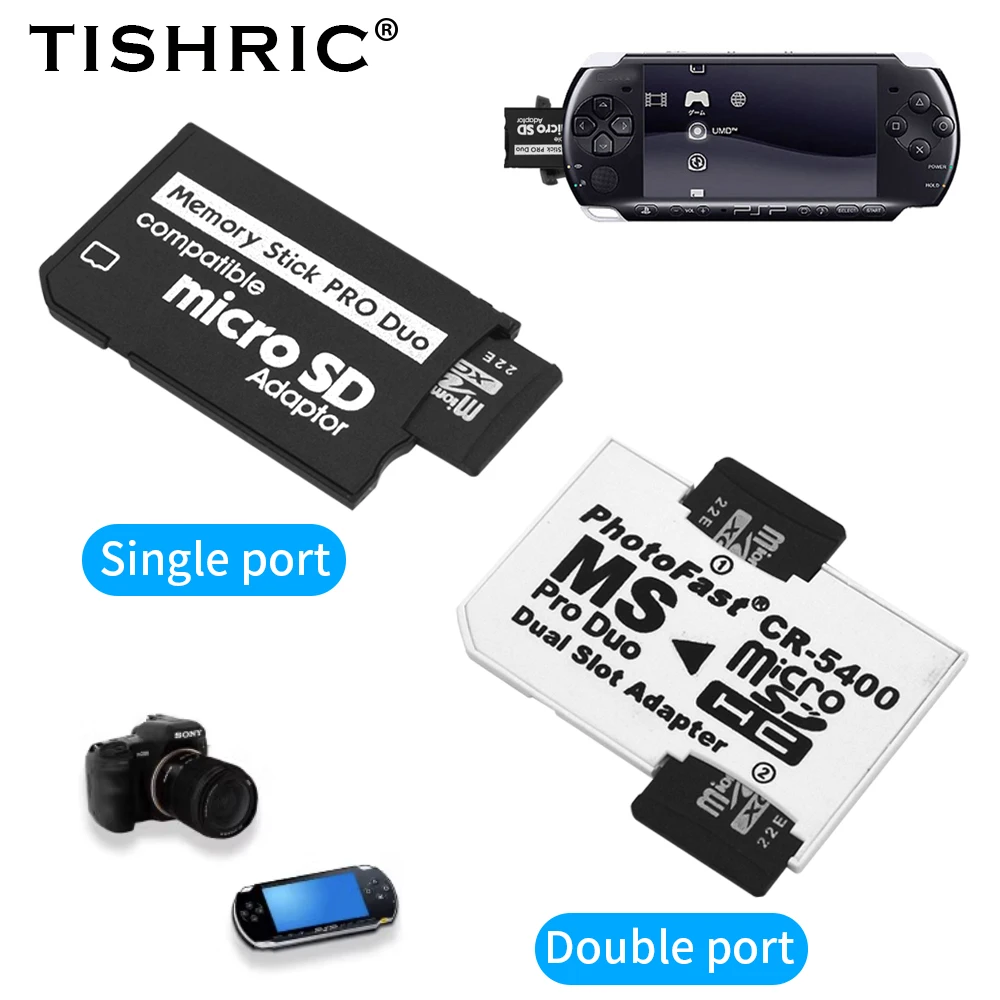 TISHRIC Memory Stick Pro Duo Card Reader Micro SD SDHC TF To