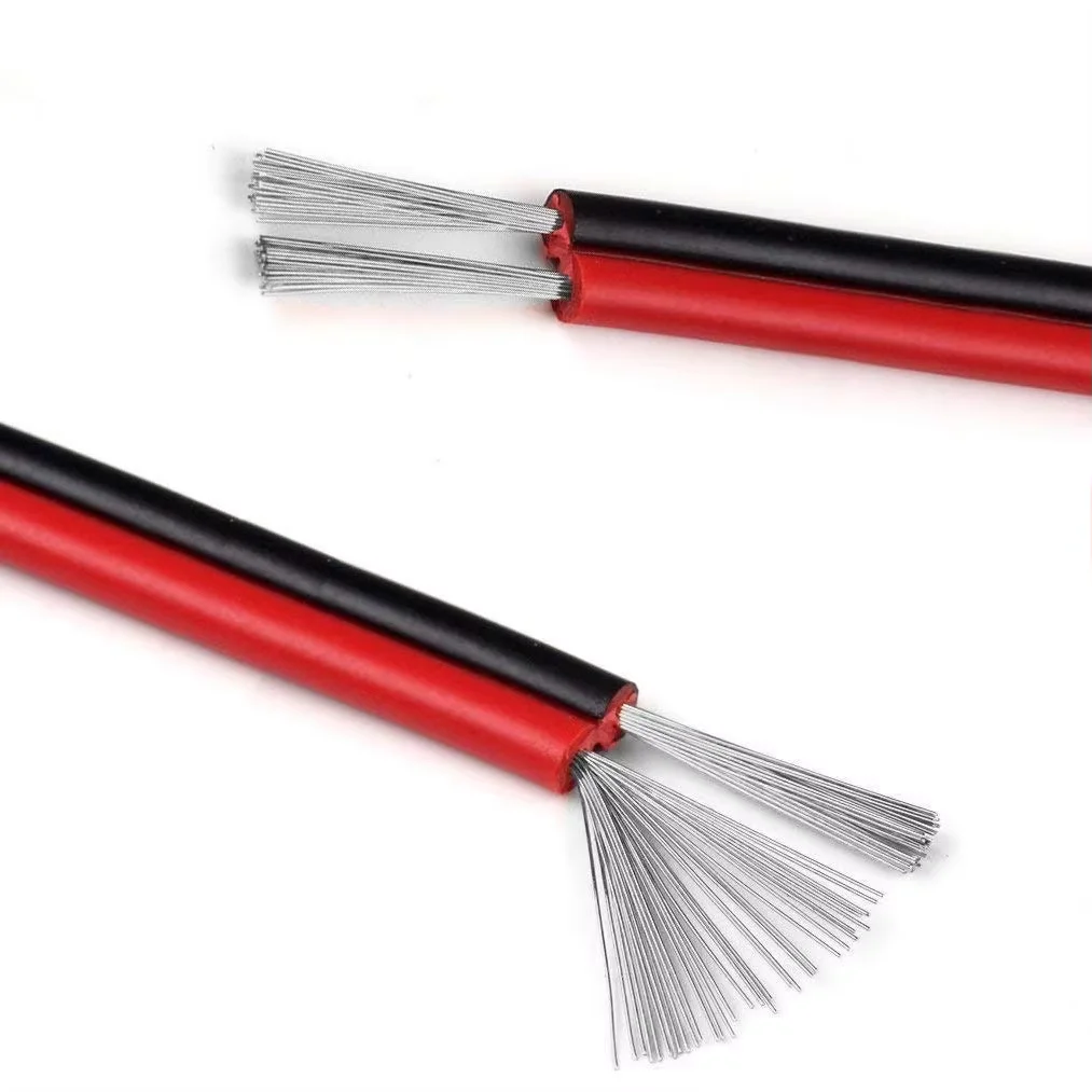 5M 10M 20M 2PIN Tin Plated Copper Wire 18 20 22AWG Black Red PVC Jacket  Insulated Electrical Cable For LED Strips Light Motor