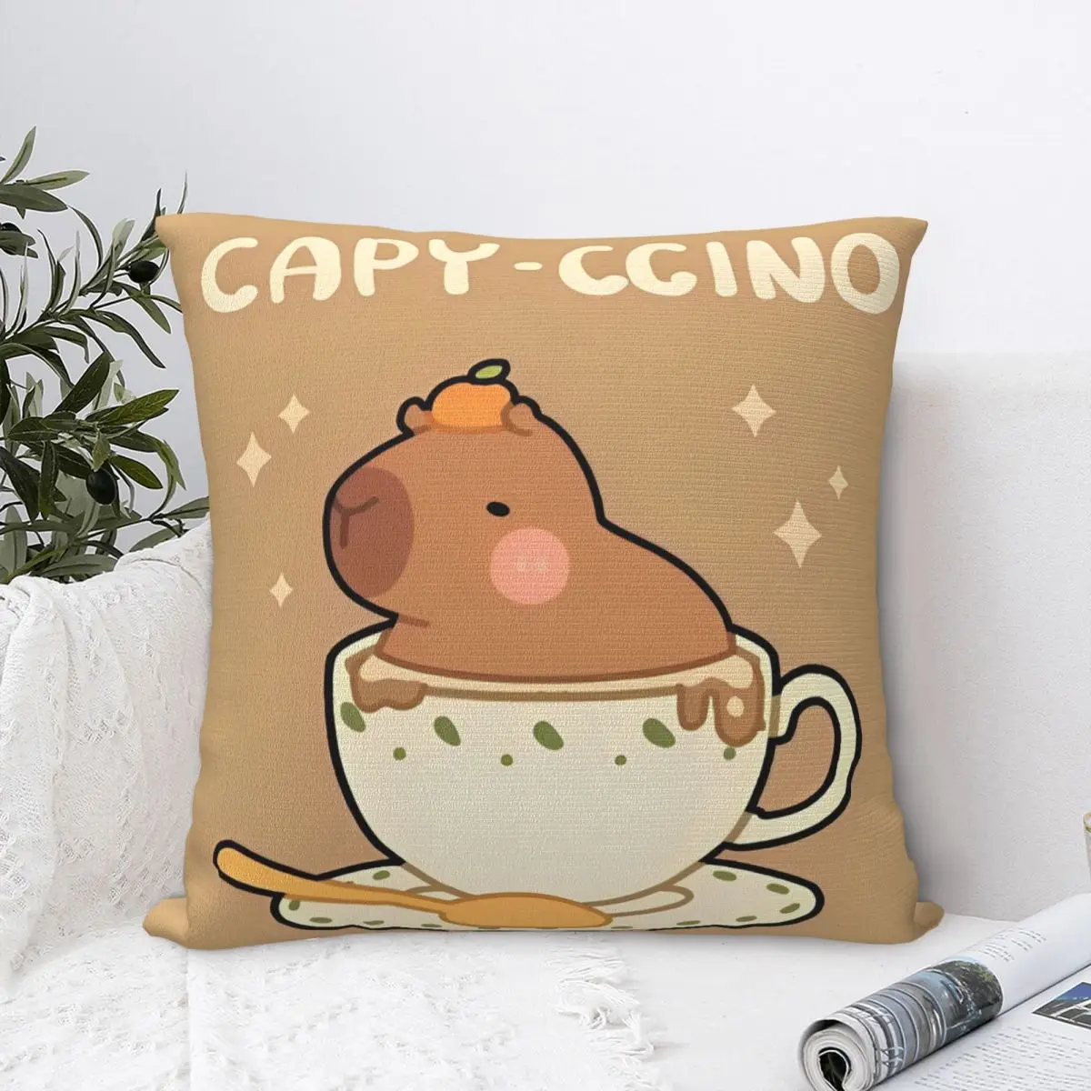 Cute Capybara Square Pillowcases Home Cushion Cover Creative Decorative Pillowcase 45*45