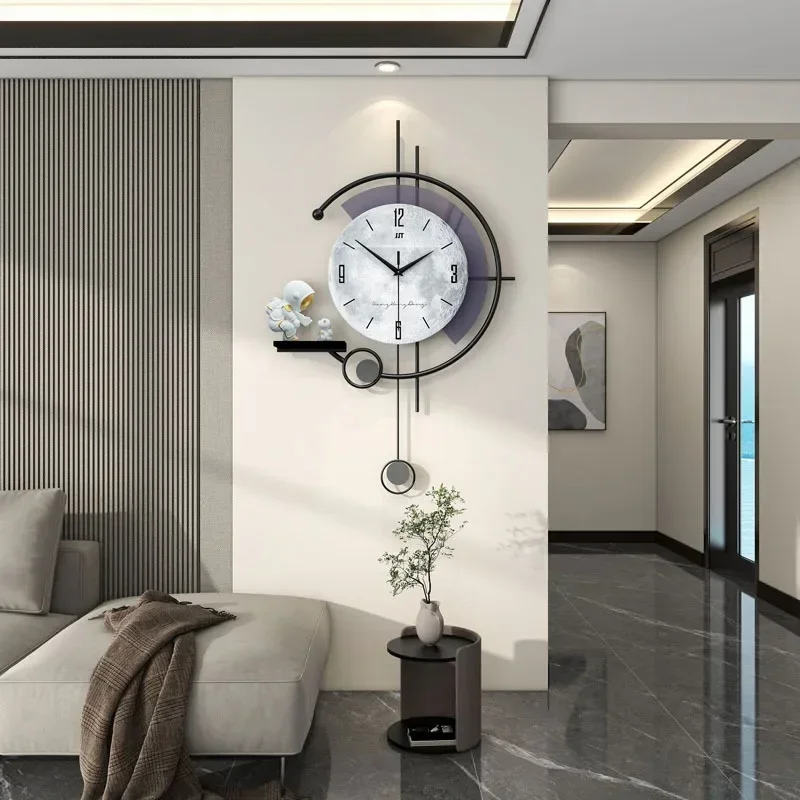 Living Room Wall Clocks Large Spaceman Moulding Pendulum Modern Simple Creative Wall Clocks Aesthetic Luxury Home Decoration