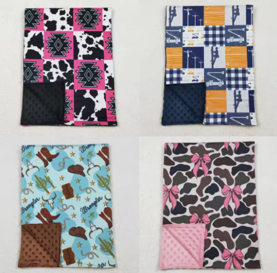 جديد أزياء الطفل الاطفال البطانيات برج السلطة البقرة الغربية الانحناء مينكي البطانيات خريف شتاء بوتيك الأطفال طفل الفتيات البطانيات الساخن