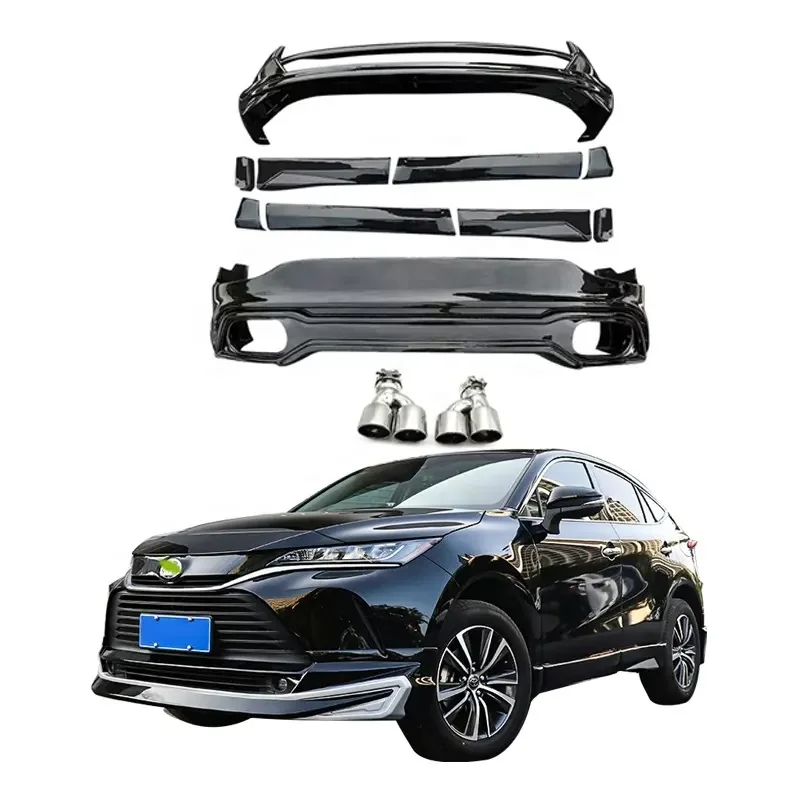 New Design ABS Material Car Bumpers Front Lip Rear Lip Side Skirts Exhaust system For Toyota Harrier 2022 Car Bodykit