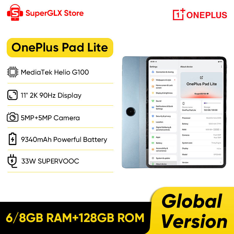  Global Version OnePlus Pad Lite Android Tablet 11" 90Hz Display MediaTek Helio G100 Processor 9340mAh Battery Wi-Fi OxygenOS 