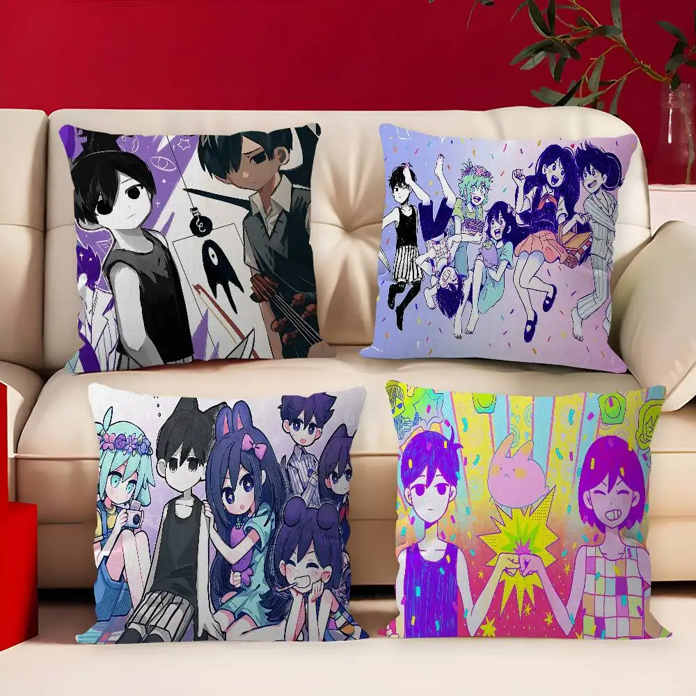 Pixel Art Omori Sunny Pillow Covers Cartoon Sofa Decorative Home Double-sided Printing Short Plush Cute Cushion Cover