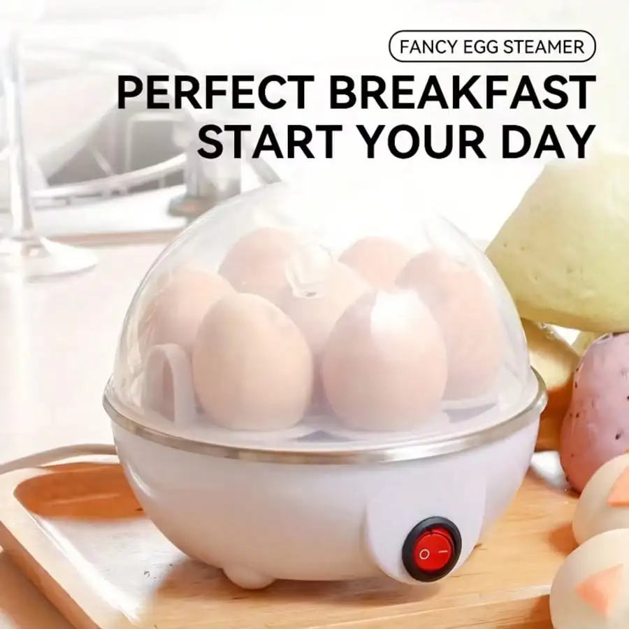 1-Pc Rapid Egg Boiler, US Plug 110-130V, Capacity Up To 7 Eggs, With Automatic Shutoff. This Stylish Egg Boiler Can Hard-Boil, Poach, Scramble, Or Fry Eggs, Making It Perfect For A Quick And Healthy Breakfast And A Fitness Essential