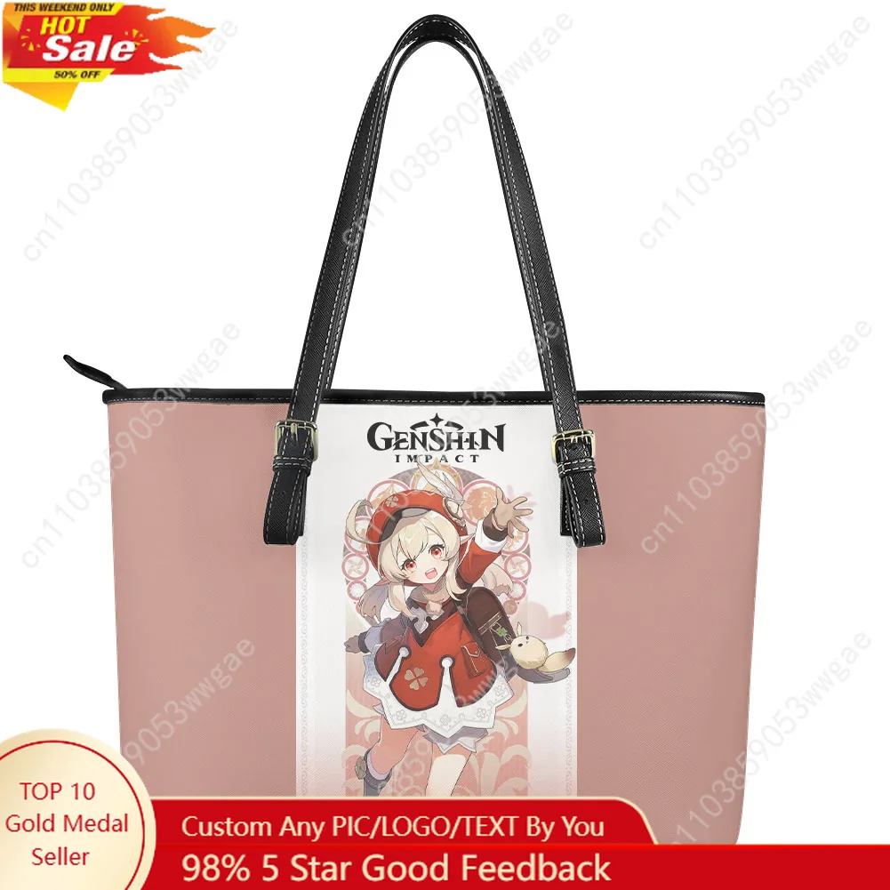 

Genshin Klee Handbags Womens Mens Vintage Personalized Tote Bags Shoulder Bag Business Leather Purse Travel Customized Bag Gift