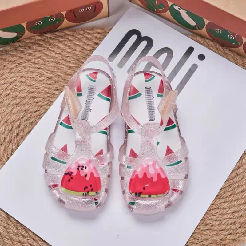 Mini Melissa dziewczęce sandały śliczne owoce galaretki księżniczka buty dziecięce drążą oddychające sandały plażowe wodoodporne antypoślizgowe