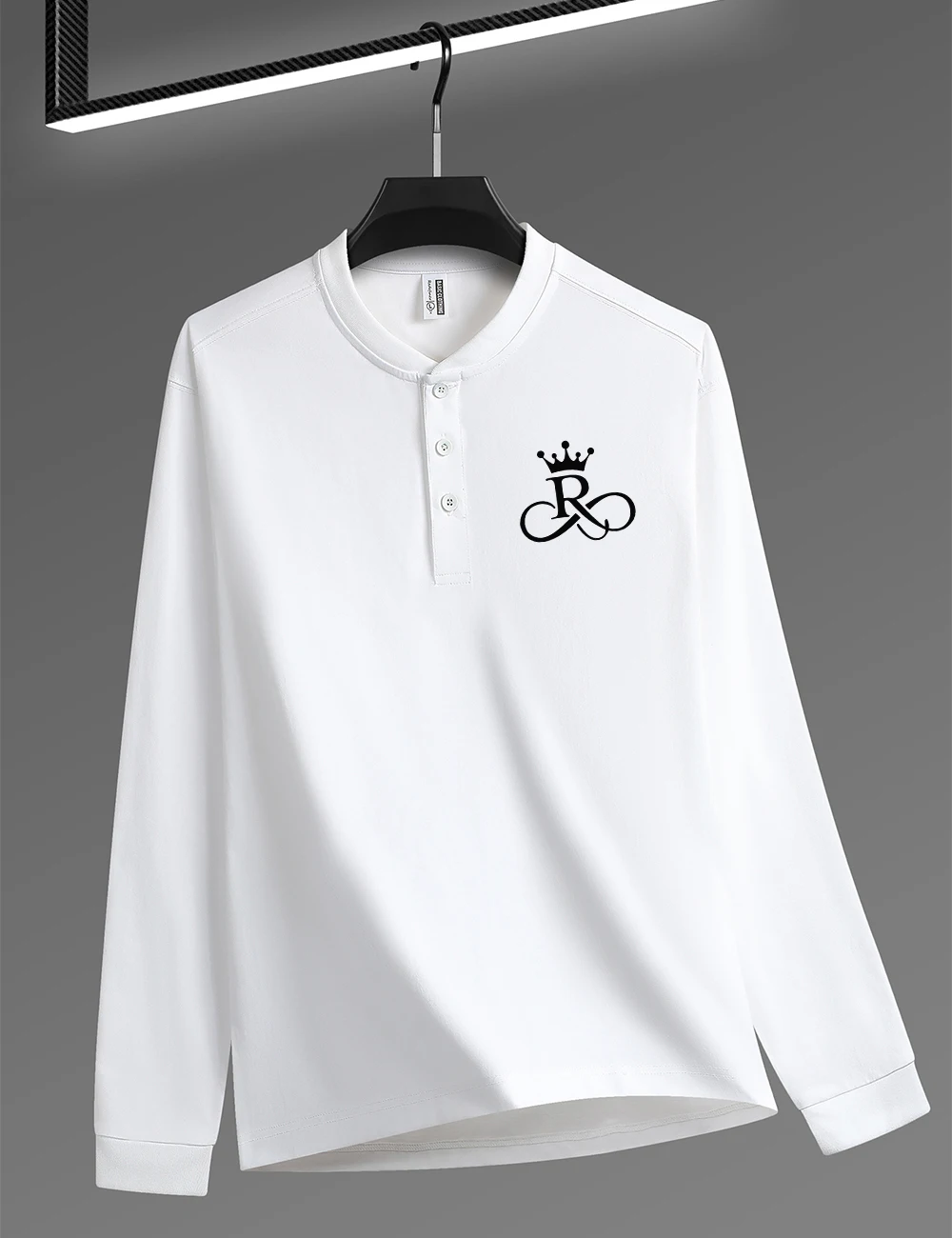 

The Letter R And The Crown Prints Men Button Leisurewear Vintage Outdoor Shirt Autumn Soft Long Sleeve Basics Unisex Clothes