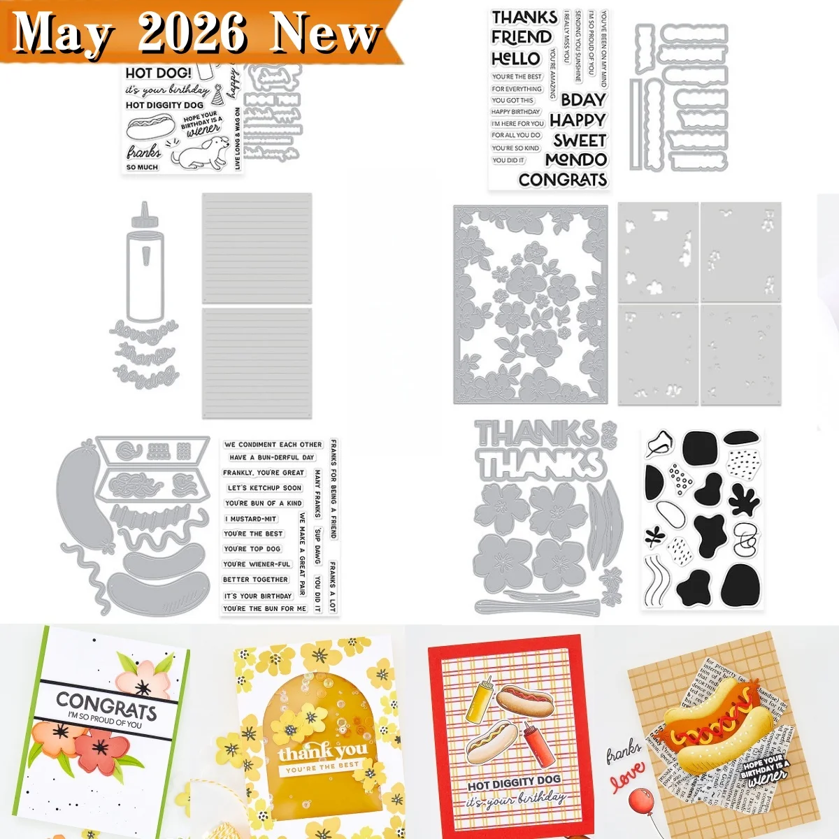 Coney Club y Fresh Flowers: Sellos transparentes, troqueles de corte de metal, plantillas y láminas de estampado en caliente para manualidades DIY, álbumes de recortes, tarjetas, decoración y grabado en relieve