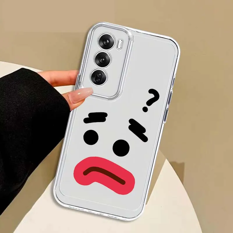 Cartoon cute emoji pattern Case For OPPO A11 A16 A55 A56 A57 A72 A52 A73 A74 A54 A76 A78 Find X5 X6 X7 Ultra Pro 5G Transparent