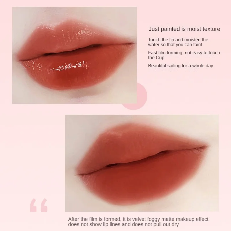 ไม่จางหาย Whitening Lip Glaze ไม่ดึงลิปกลอสให้ความชุ่มชื้นกันน้ํา Velvet Lip Gloss Non Stick Cup Lip Gloss