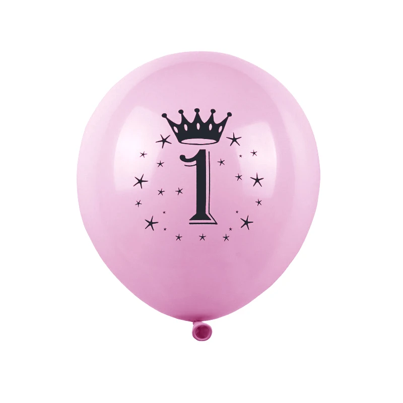 어린이 생일 핑크 풍선, 크라운 번호 1, 2, 3, 4, 5, 6, 7, 8, 9 세, 소년 소녀 생일 파티 장식 풍선, 10 개