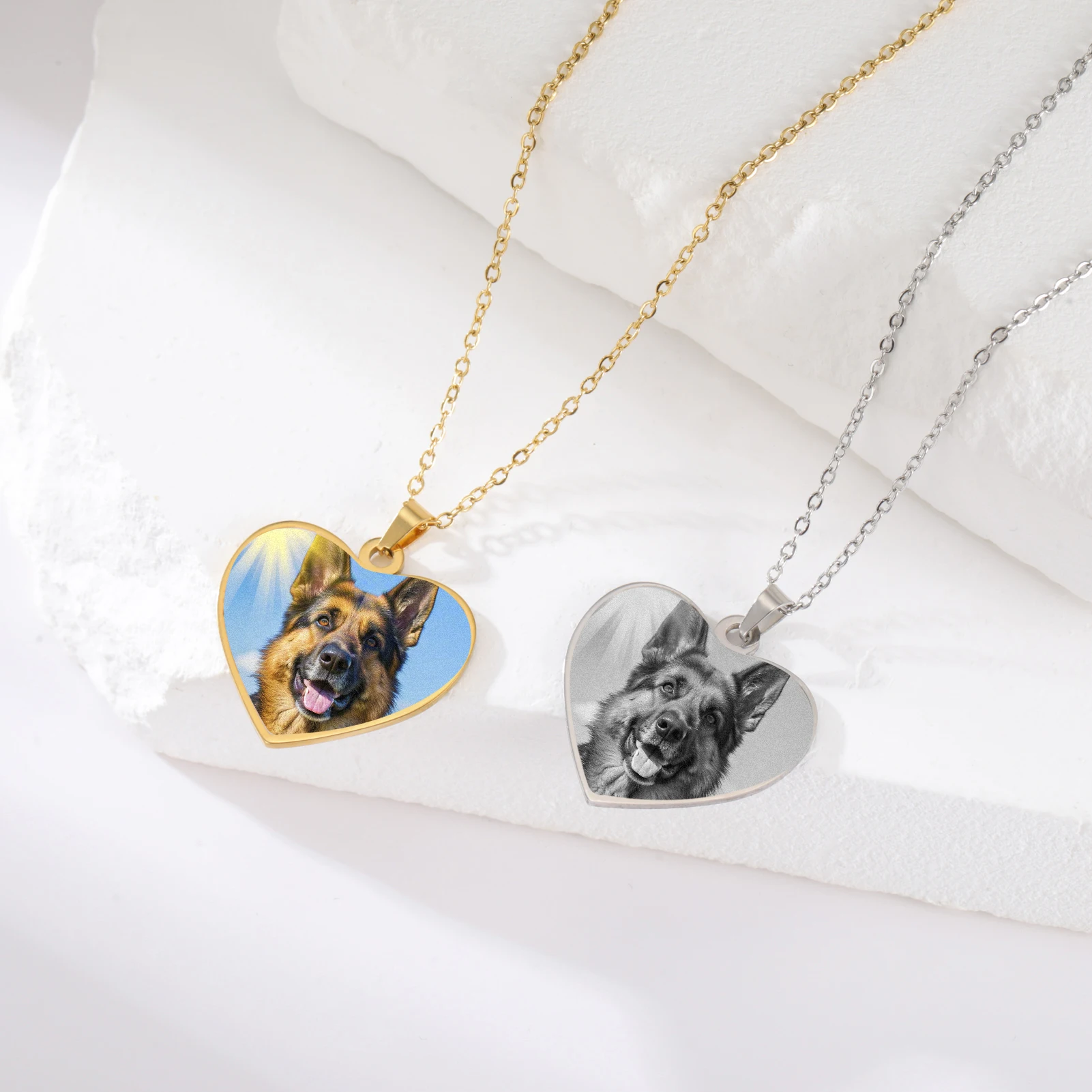 COOLTIME Benutzerdefinierte Herz Bild Halskette Edelstahl Personalisierte Anhänger Druck Foto Halskette Schmuck Großhandel – Detail 6